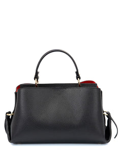 AURA Borsa a mano in vera pelle martellata colore nero con tracolla