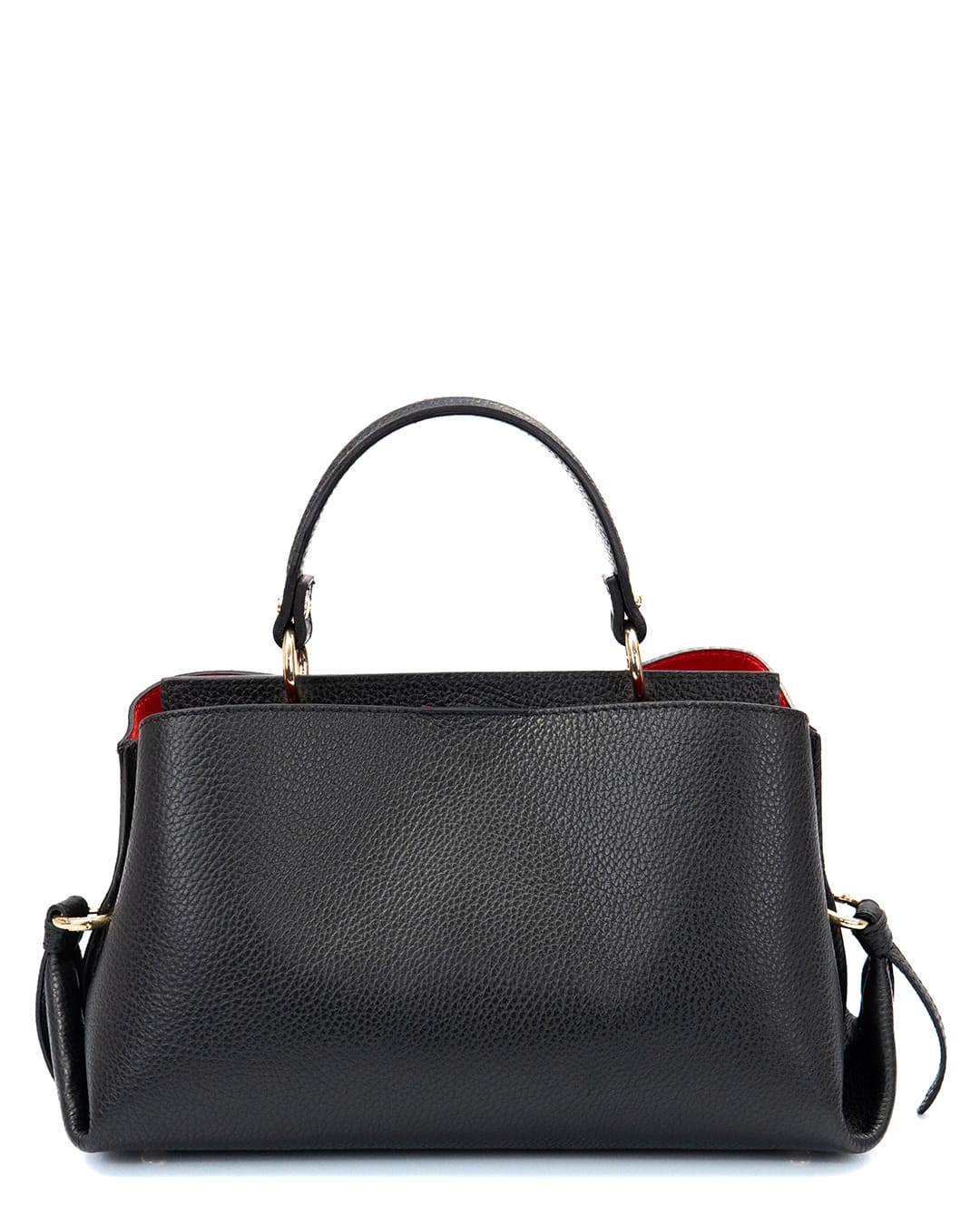 AURA Borsa a mano in vera pelle martellata colore nero con tracolla