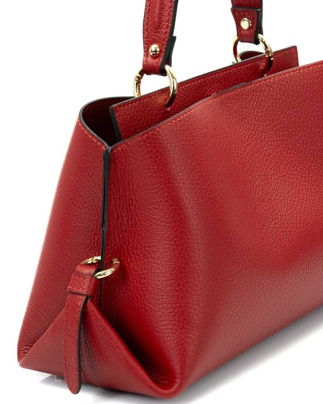 AURA Borsa a mano in vera pelle martellata colore rosso con tracolla