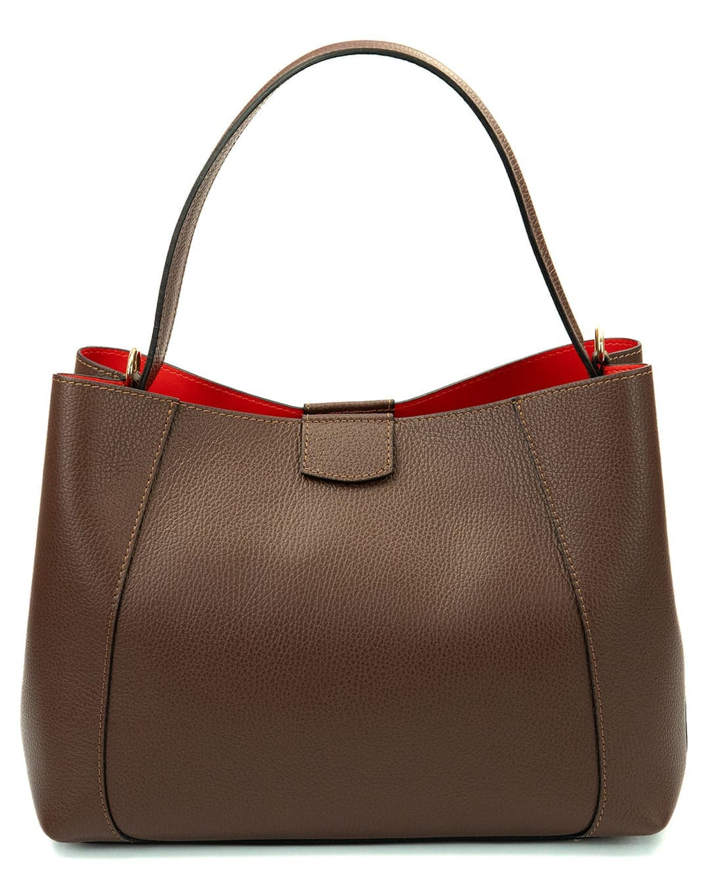 MARGOT Borsa a spalla in vera pelle martellata colore cioccolato con tracolla
