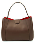 MARGOT Borsa a spalla in vera pelle martellata colore cioccolato con tracolla