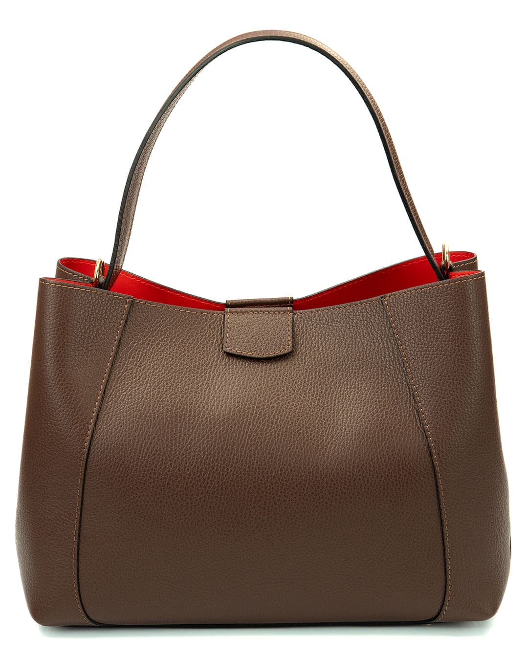 MARGOT Borsa a spalla in vera pelle martellata colore cioccolato con tracolla