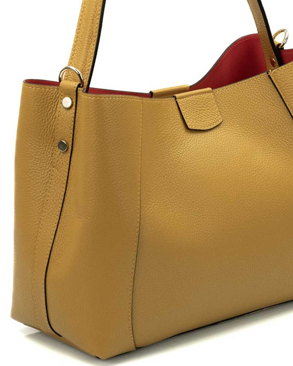 MARGOT Borsa a spalla in vera pelle martellata colore senape con tracolla