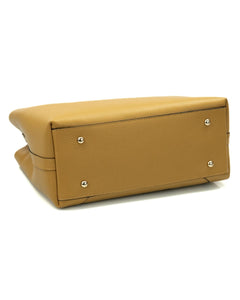 MARGOT Borsa a spalla in vera pelle martellata colore senape con tracolla