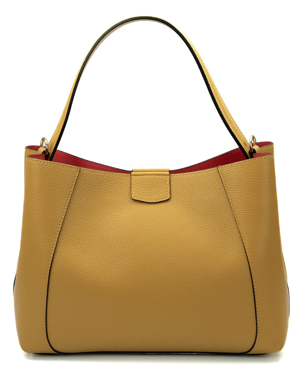 MARGOT Borsa a spalla in vera pelle martellata colore senape con tracolla