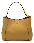 MARGOT Borsa a spalla in vera pelle martellata colore senape con tracolla