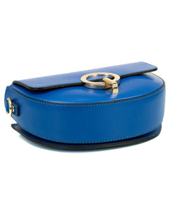EVELYN Borsa a tracolla in vera pelle saffiano colore blu elettrico