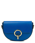 EVELYN Borsa a tracolla in vera pelle saffiano colore blu elettrico