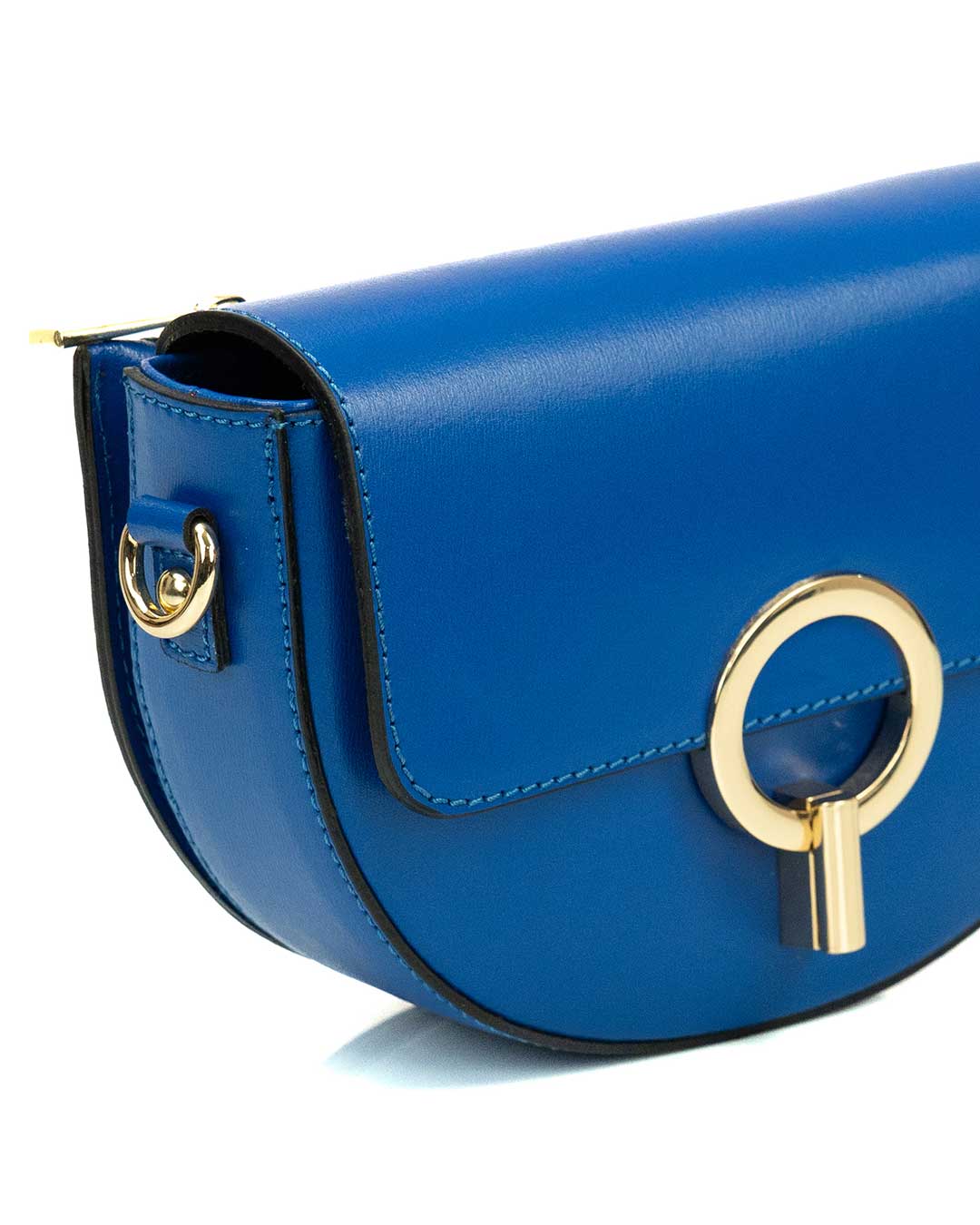 EVELYN Borsa a tracolla in vera pelle saffiano colore blu elettrico