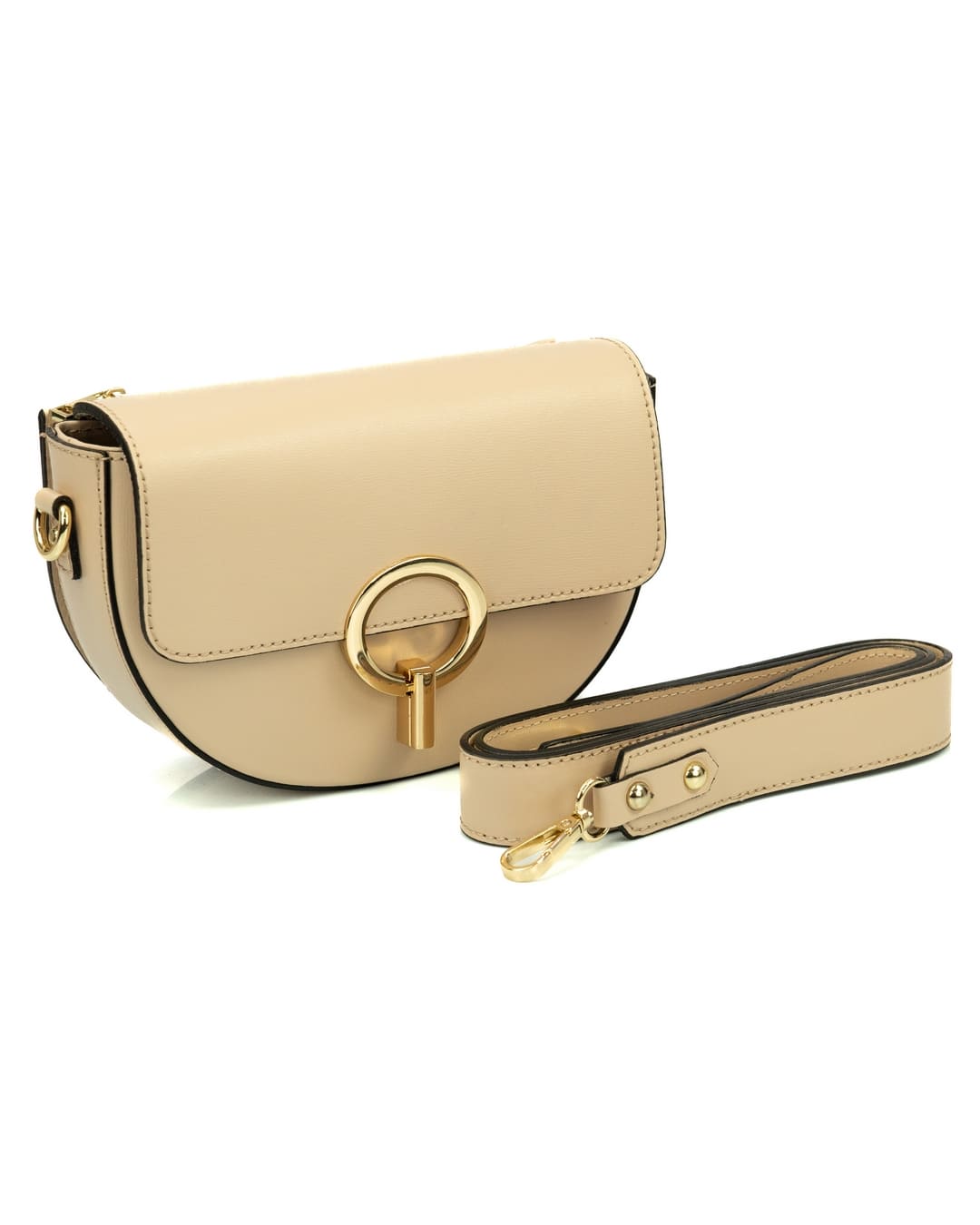 EVELYN Borsa a tracolla in vera pelle saffiano colore cipria