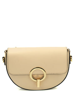EVELYN Borsa a tracolla in vera pelle saffiano colore cipria