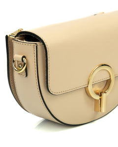 EVELYN Borsa a tracolla in vera pelle saffiano colore cipria