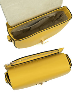 EVELYN Borsa a tracolla in vera pelle saffiano colore giallo