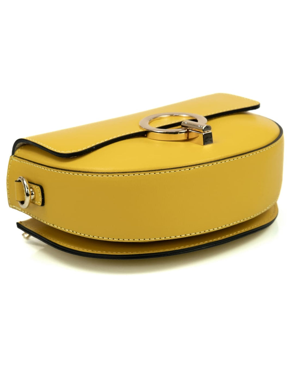 EVELYN Borsa a tracolla in vera pelle saffiano colore giallo