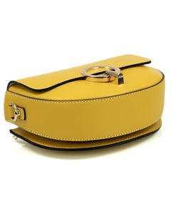 EVELYN Borsa a tracolla in vera pelle saffiano colore giallo