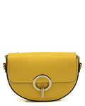 EVELYN Borsa a tracolla in vera pelle saffiano colore giallo