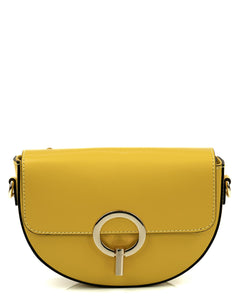 EVELYN Borsa a tracolla in vera pelle saffiano colore giallo