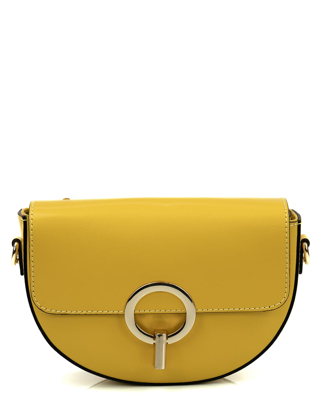 EVELYN Borsa a tracolla in vera pelle saffiano colore giallo