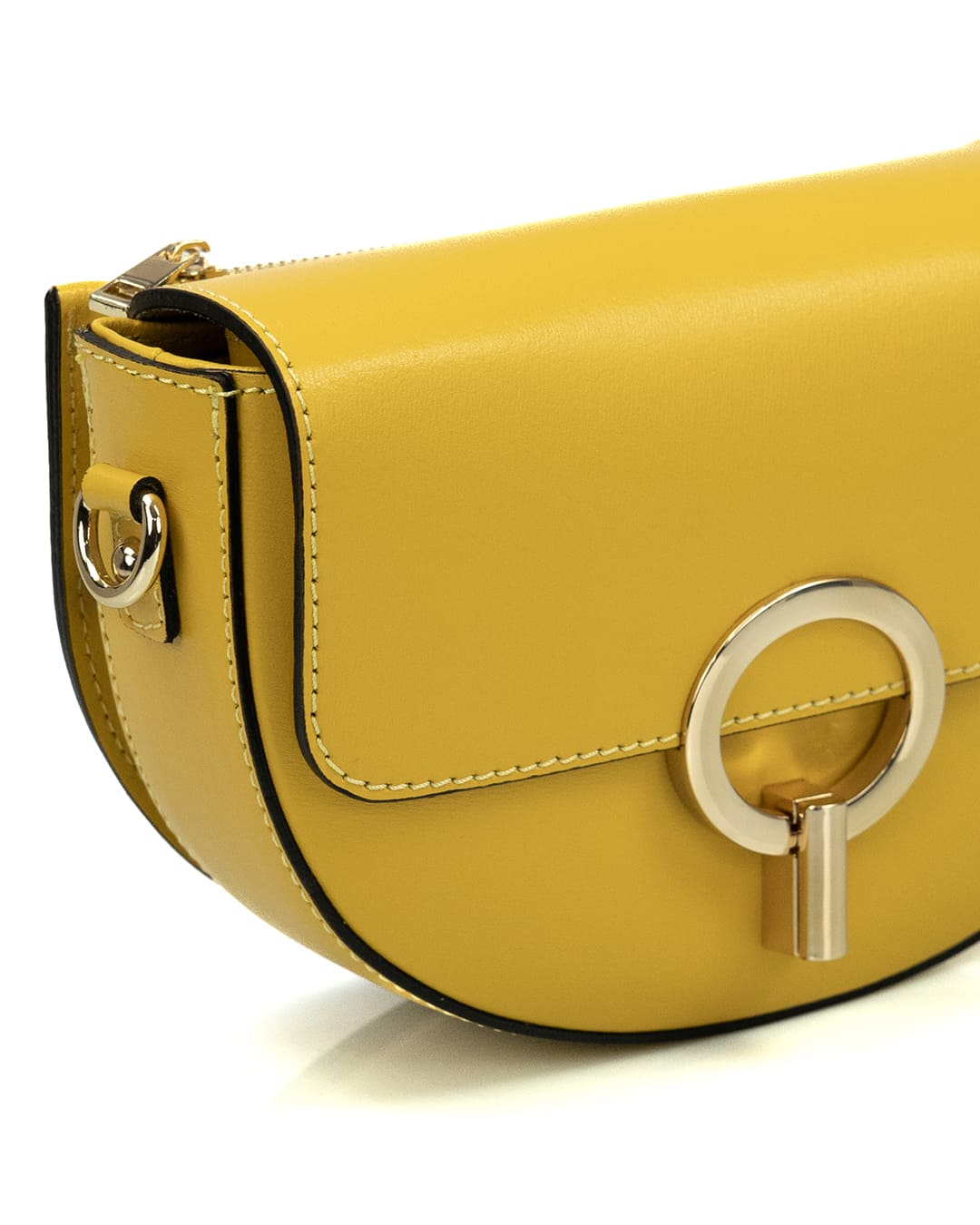 EVELYN Borsa a tracolla in vera pelle saffiano colore giallo
