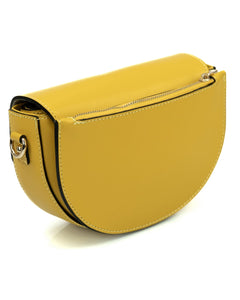 EVELYN Borsa a tracolla in vera pelle saffiano colore giallo