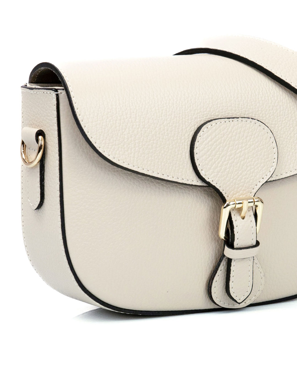CHARLOTTE Borsa a spalla in vera pelle martellata beige con tracolla