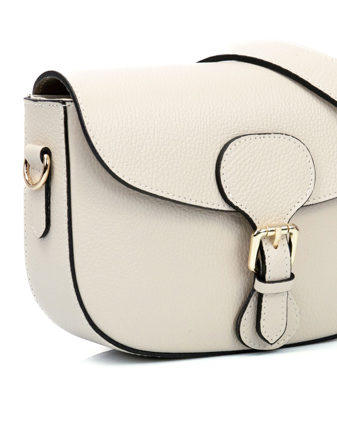 CHARLOTTE Borsa a spalla in vera pelle martellata beige con tracolla