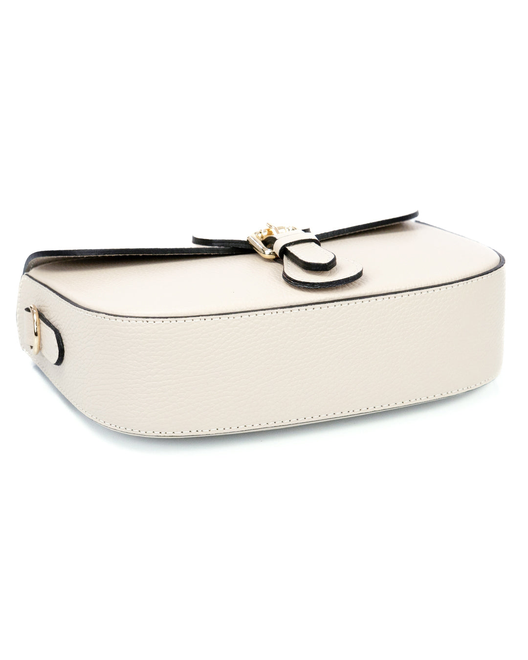 CHARLOTTE Borsa a spalla in vera pelle martellata beige con tracolla