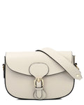 CHARLOTTE Borsa a spalla in vera pelle martellata beige con tracolla
