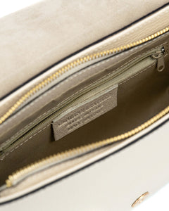 CHARLOTTE Borsa a spalla in vera pelle martellata beige con tracolla