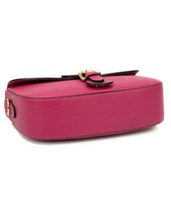 CHARLOTTE Borsa a spalla in vera pelle martellata fucsia con tracolla