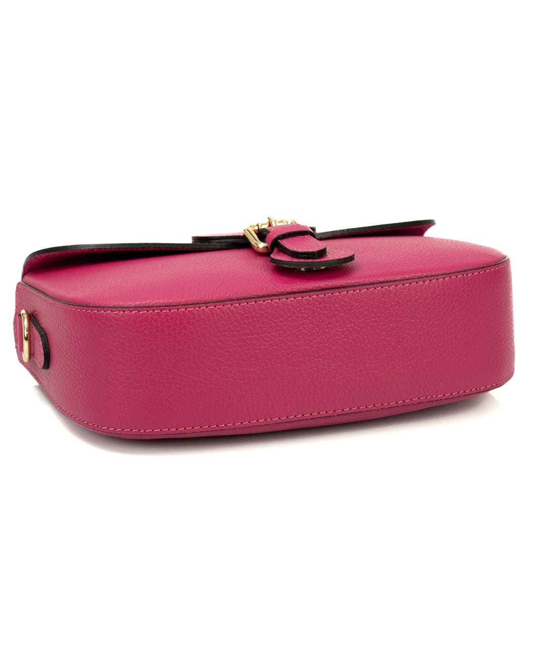 CHARLOTTE Borsa a spalla in vera pelle martellata fucsia con tracolla