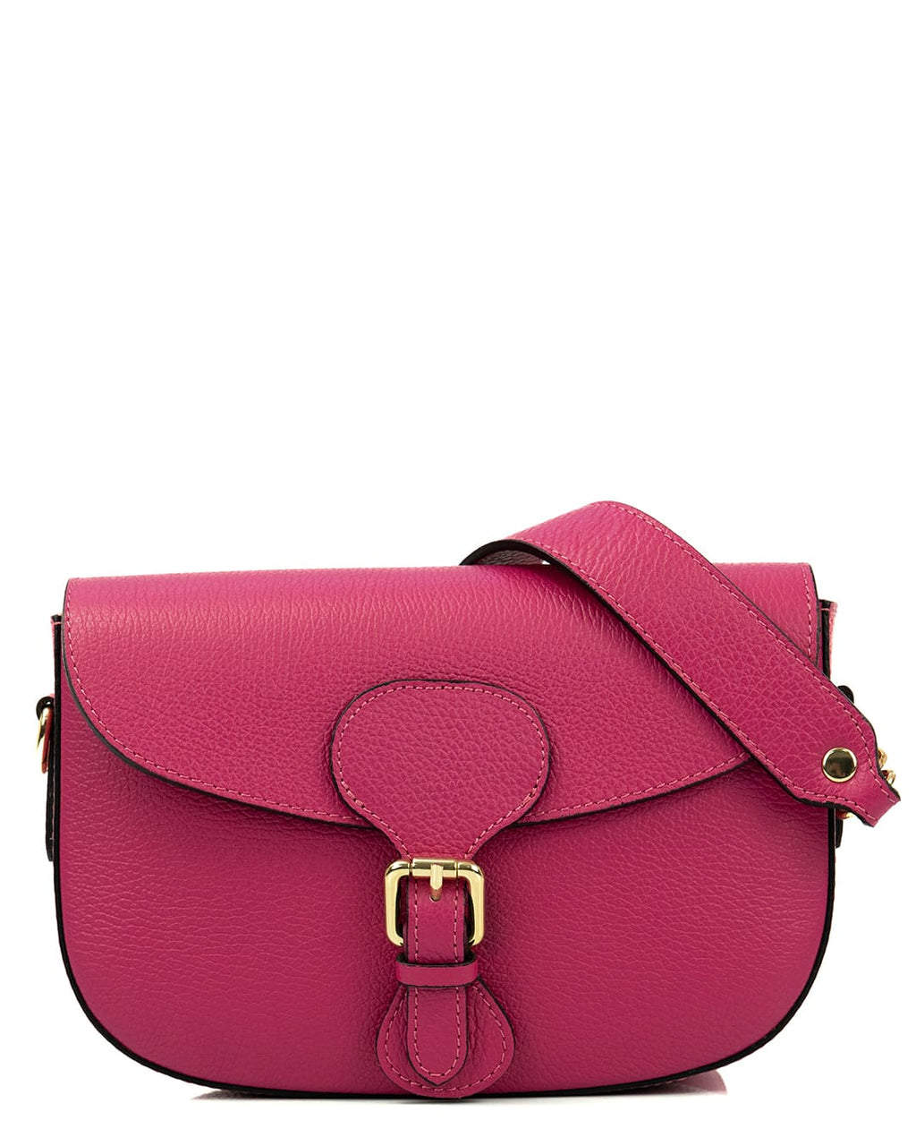 CHARLOTTE Borsa a spalla in vera pelle martellata fucsia con tracolla