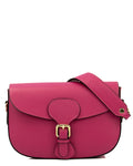 CHARLOTTE Borsa a spalla in vera pelle martellata fucsia con tracolla