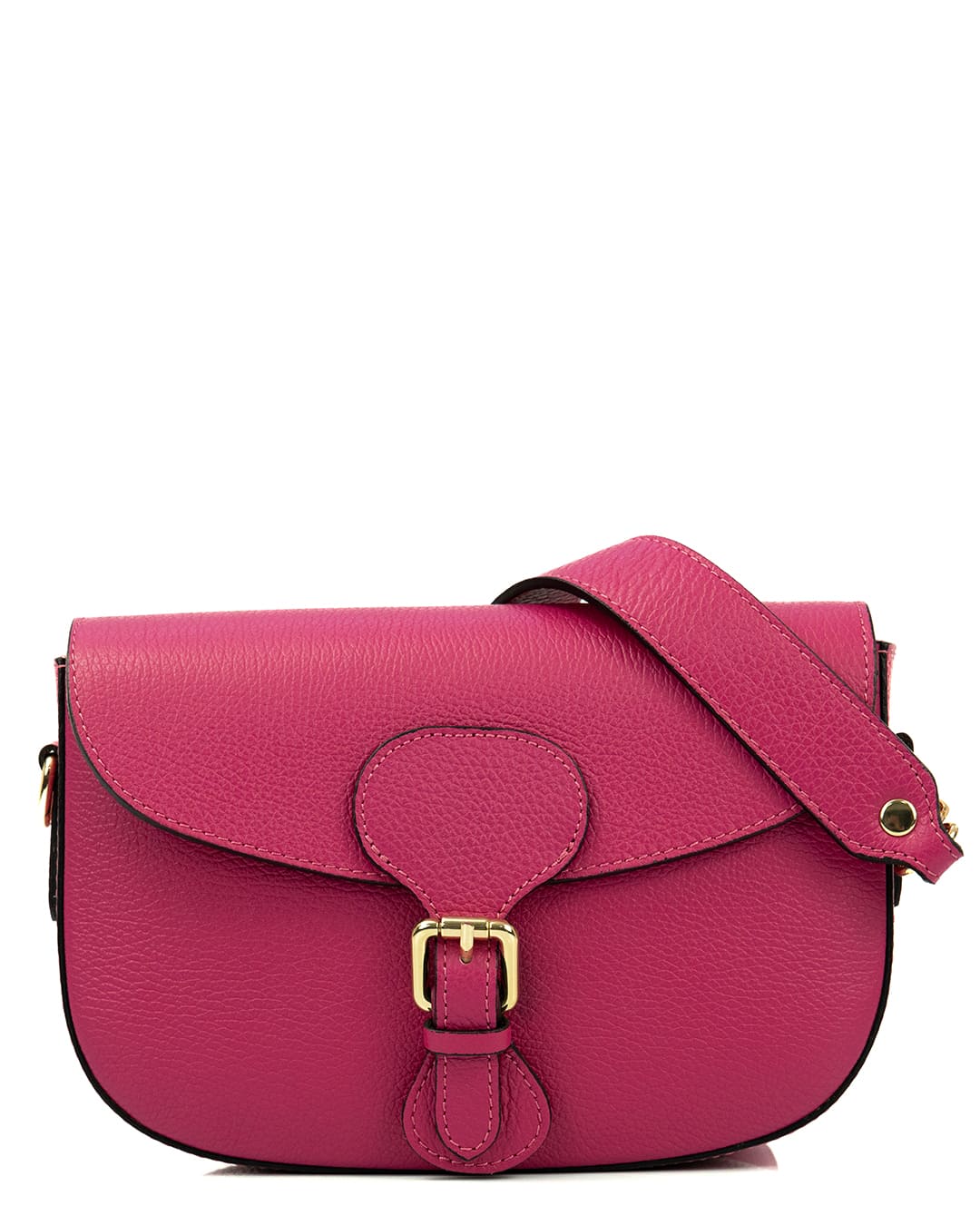 CHARLOTTE Borsa a spalla in vera pelle martellata fucsia con tracolla