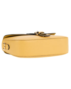 CHARLOTTE Borsa a spalla in vera pelle martellata giallo con tracolla