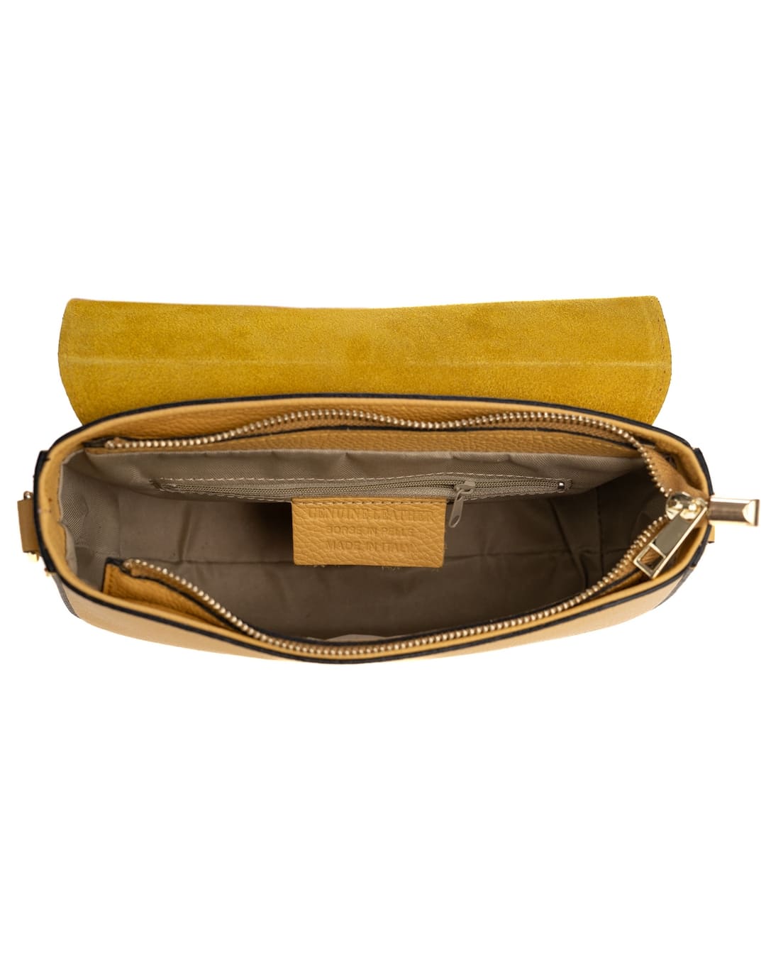CHARLOTTE Borsa a spalla in vera pelle martellata giallo con tracolla