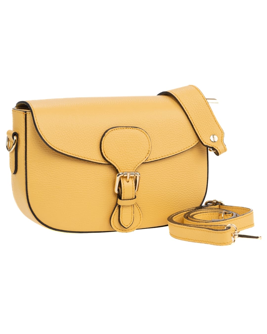 CHARLOTTE Borsa a spalla in vera pelle martellata giallo con tracolla