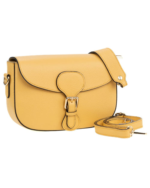 CHARLOTTE Borsa a spalla in vera pelle martellata giallo con tracolla