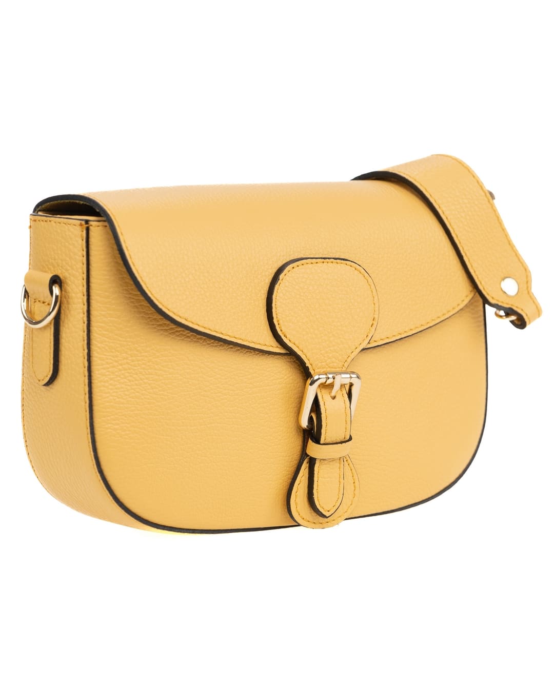 CHARLOTTE Borsa a spalla in vera pelle martellata giallo con tracolla