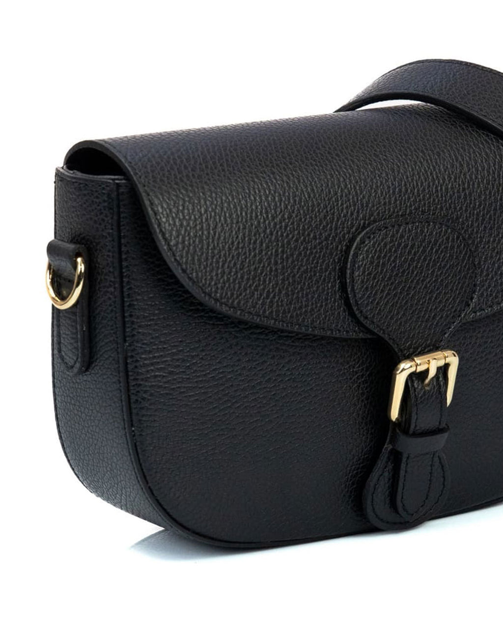 CHARLOTTE Borsa a spalla in vera pelle martellata nero con tracolla