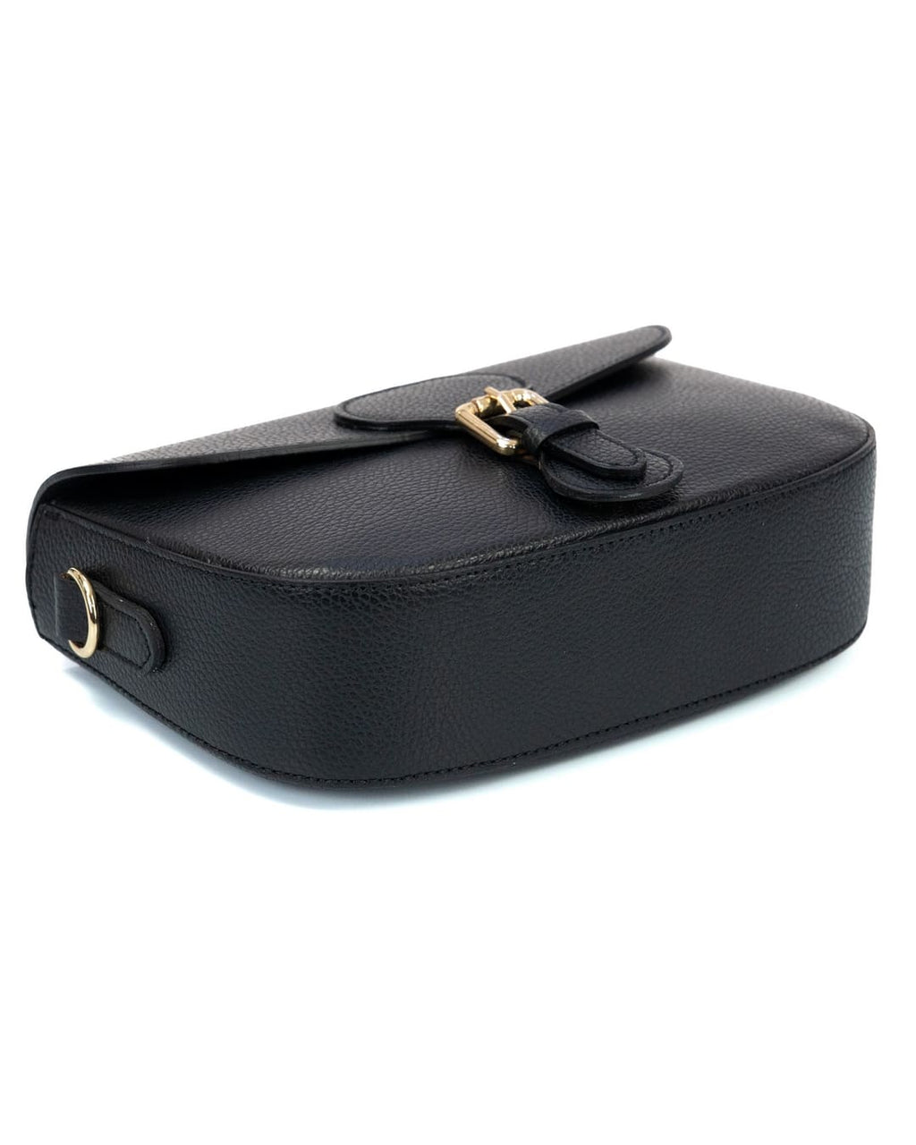 CHARLOTTE Borsa a spalla in vera pelle martellata nero con tracolla