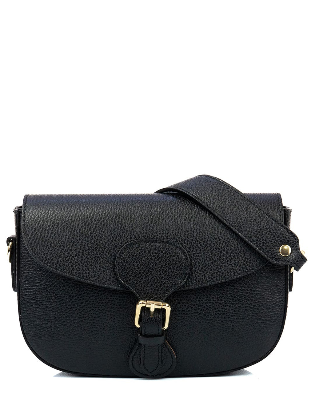 CHARLOTTE Borsa a spalla in vera pelle martellata nero con tracolla