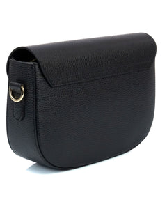 CHARLOTTE Borsa a spalla in vera pelle martellata nero con tracolla