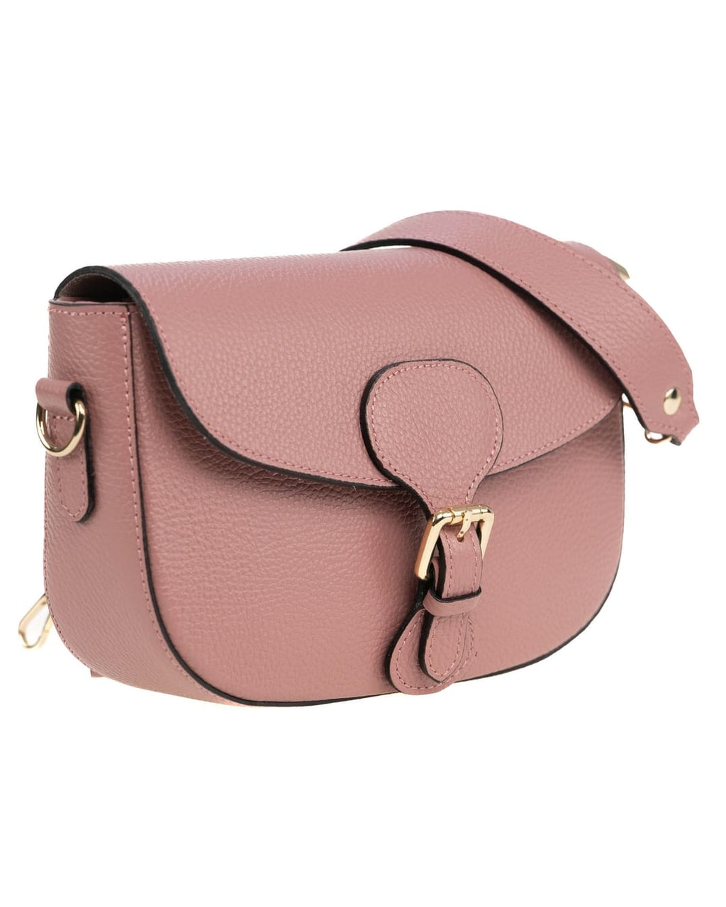 CHARLOTTE Borsa a spalla in vera pelle martellata rosa antico con tracolla