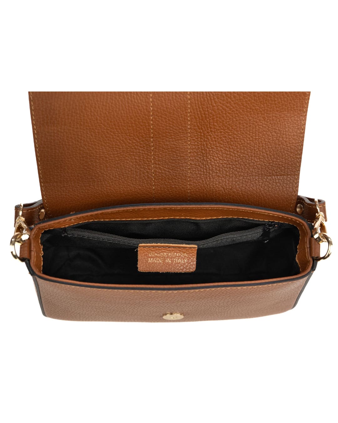 INES Borsa a spalla in vera pelle martellata cuoio con tracolla