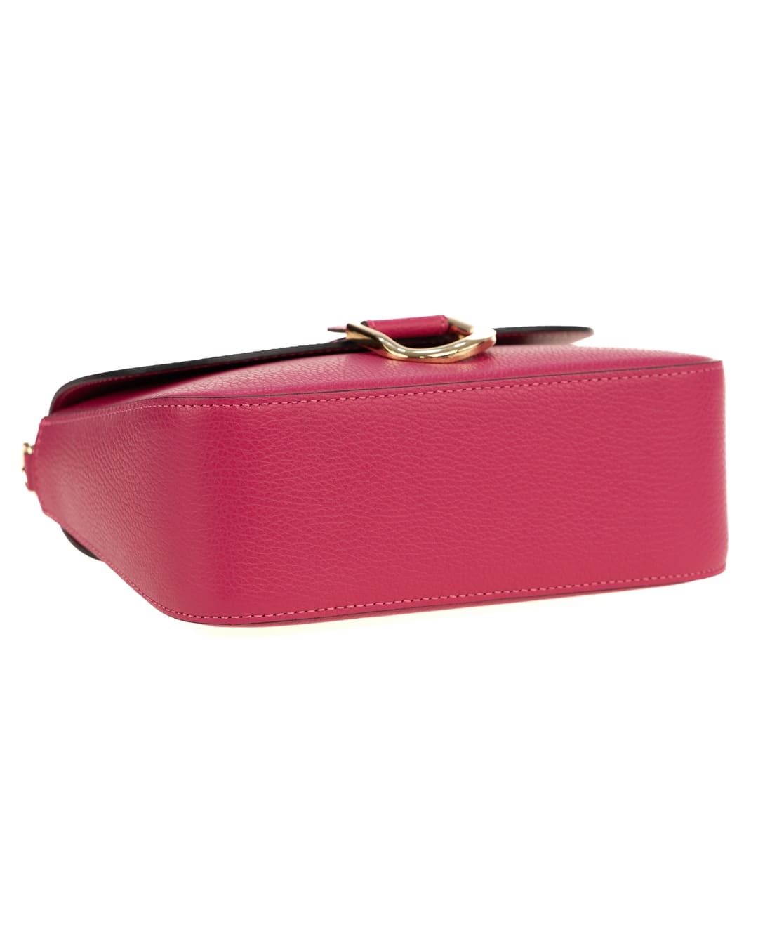INES Borsa a spalla in vera pelle martellata fucsia con tracolla