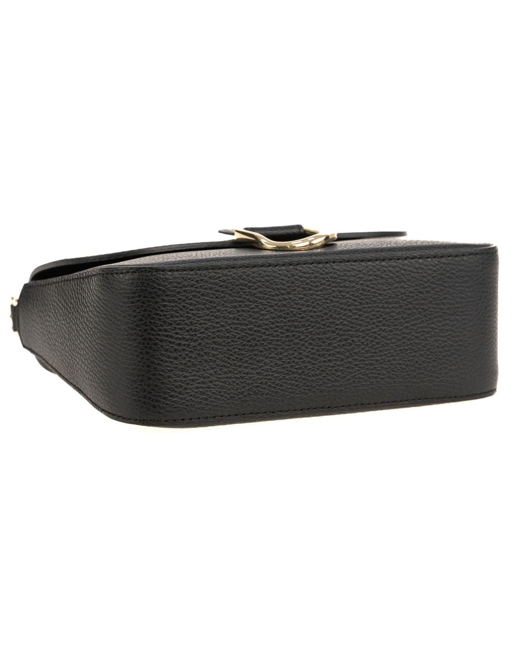 INES Borsa a spalla in vera pelle martellata nero con tracolla