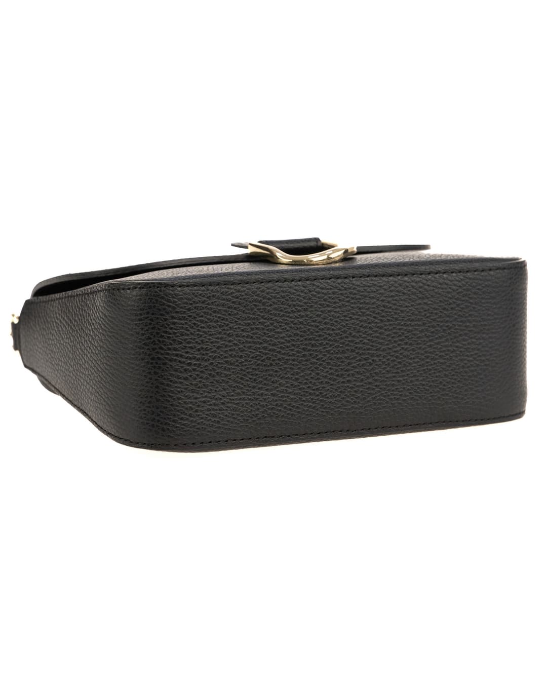 INES Borsa a spalla in vera pelle martellata nero con tracolla