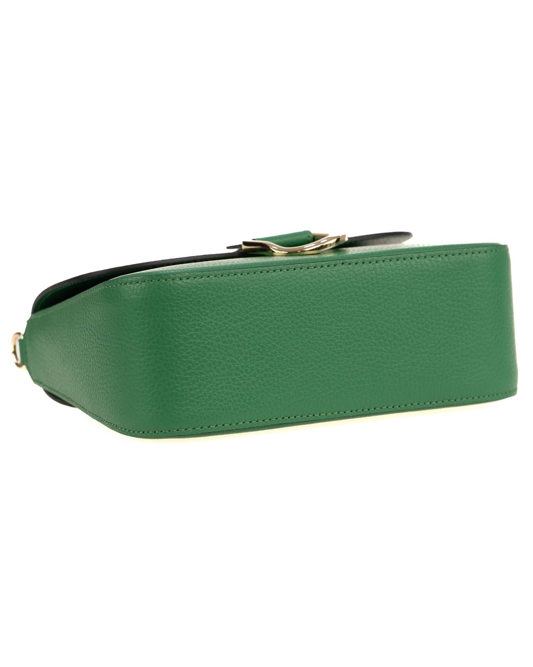 INES Borsa a spalla in vera pelle martellata verde con tracolla