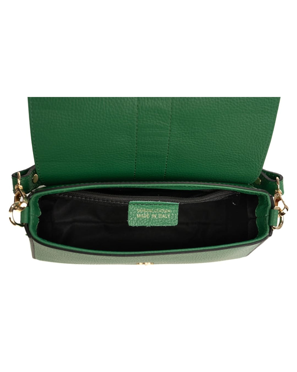 INES Borsa a spalla in vera pelle martellata verde con tracolla